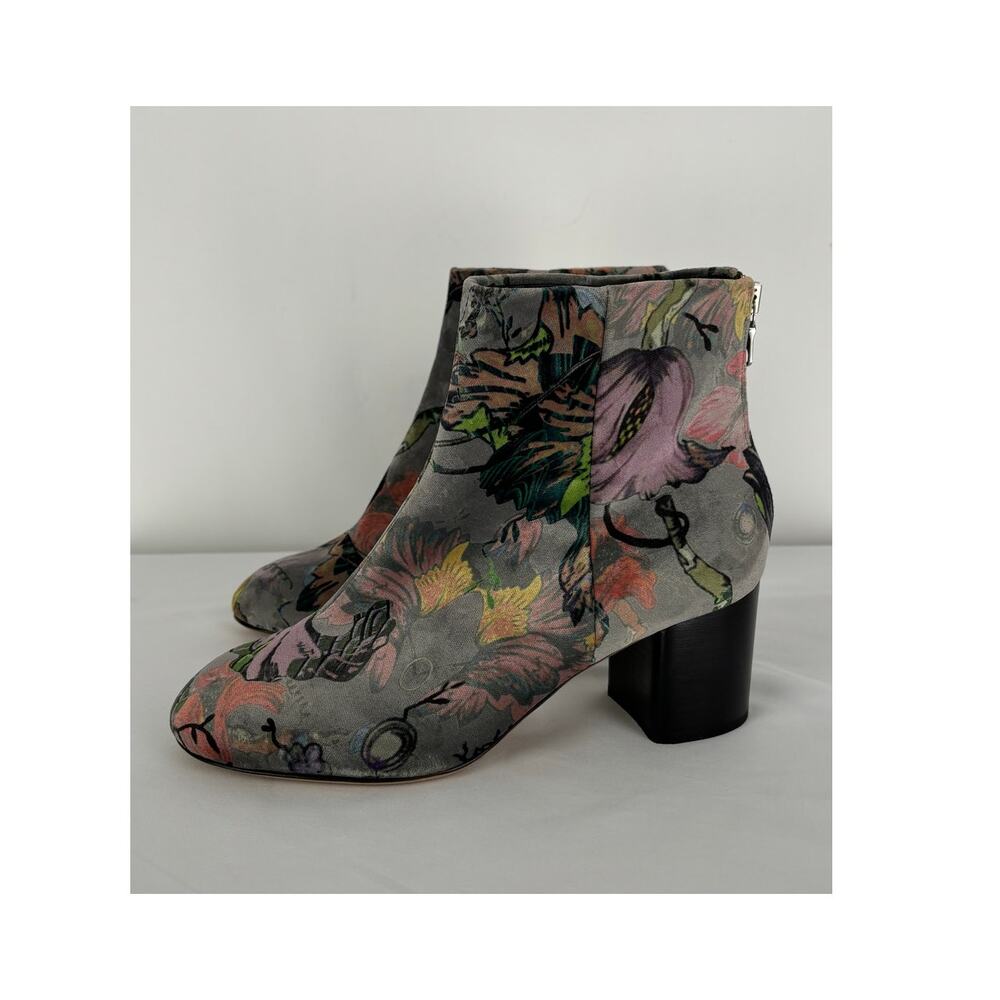 Rag and Bone Floral Velvet Print Drea Ankle Boot Womens Size 38.5 Grey - Picture 2 of 11